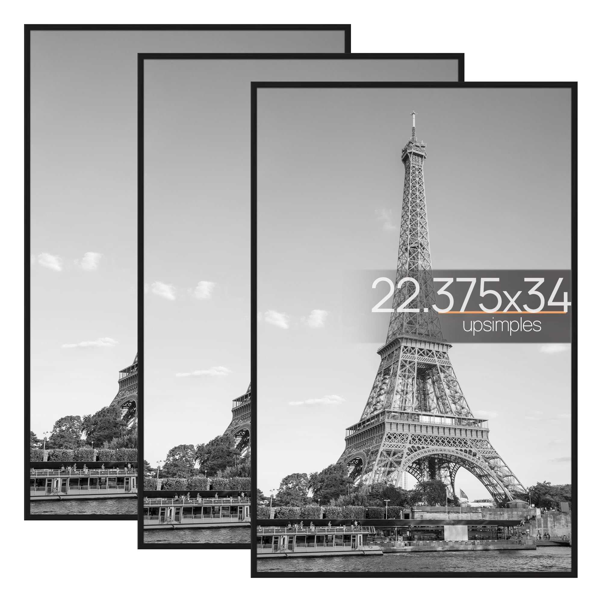 upsimples poster frame 22.375 x 34 front view with sleek black finish for walls