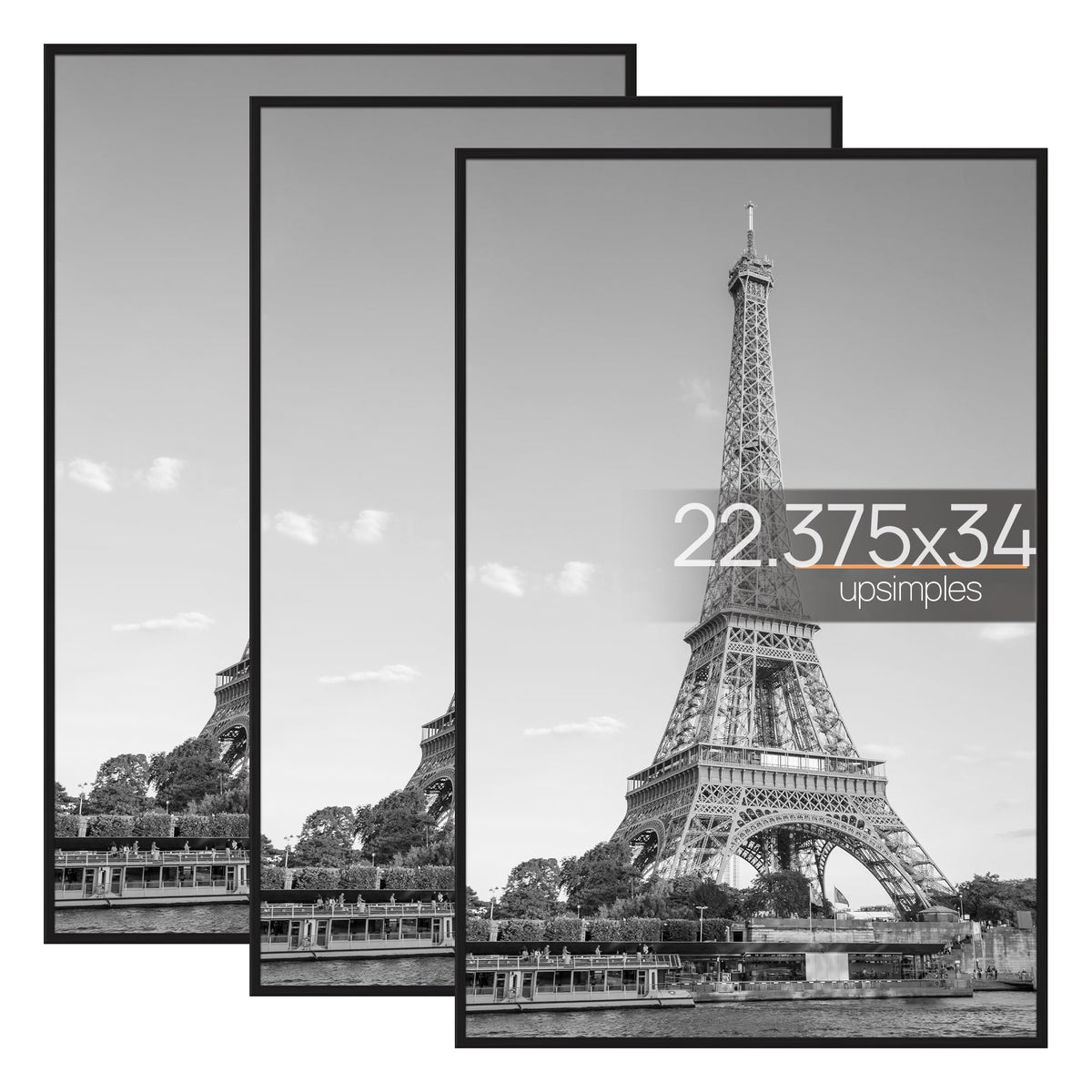 upsimples poster frame 22.375 x 34 front view with sleek black finish for walls