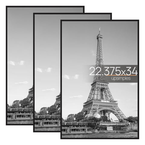 upsimples poster frame 22.375 x 34 front view with sleek black finish for walls