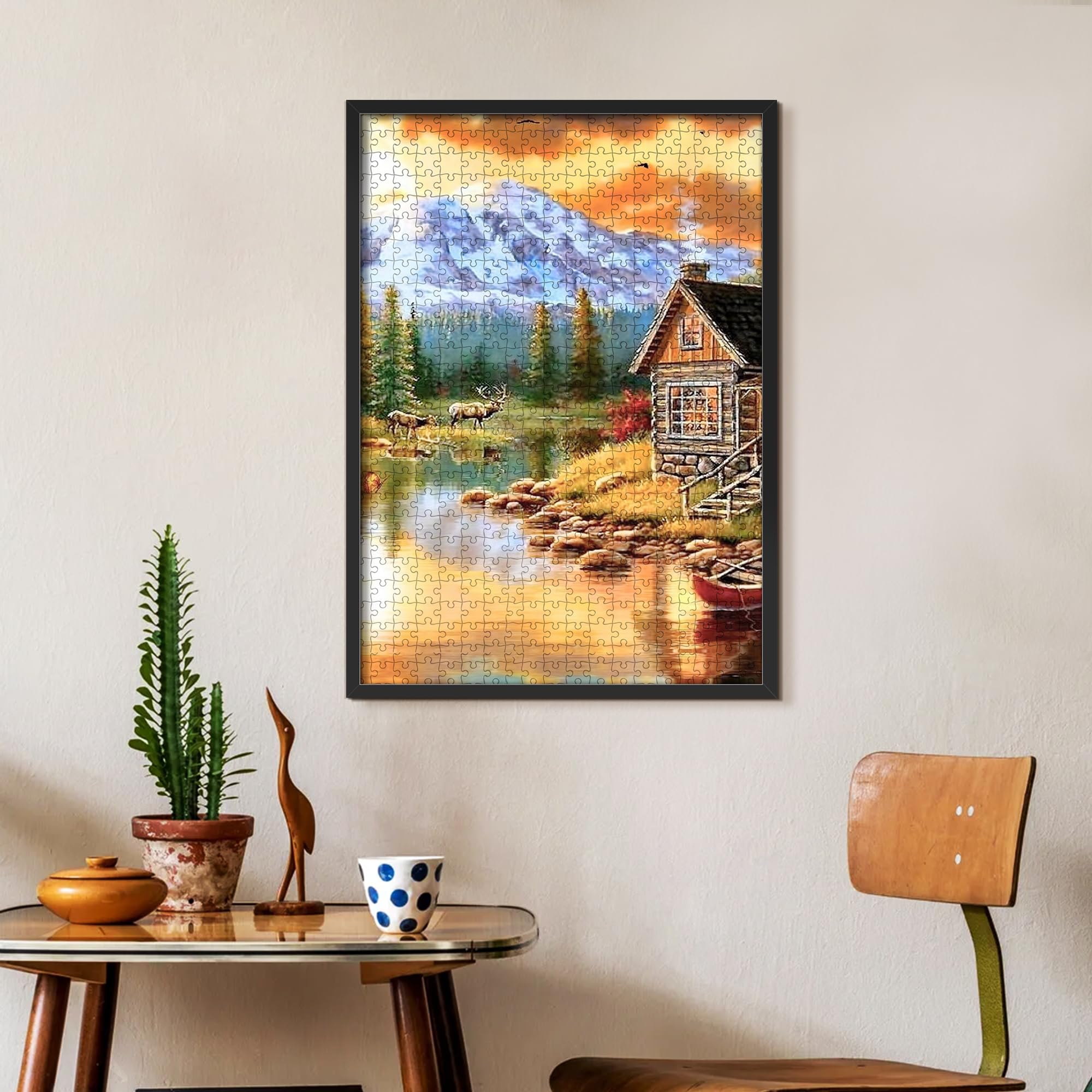 upsimples puzzle frame 18x24 in with mat for elegant presentation