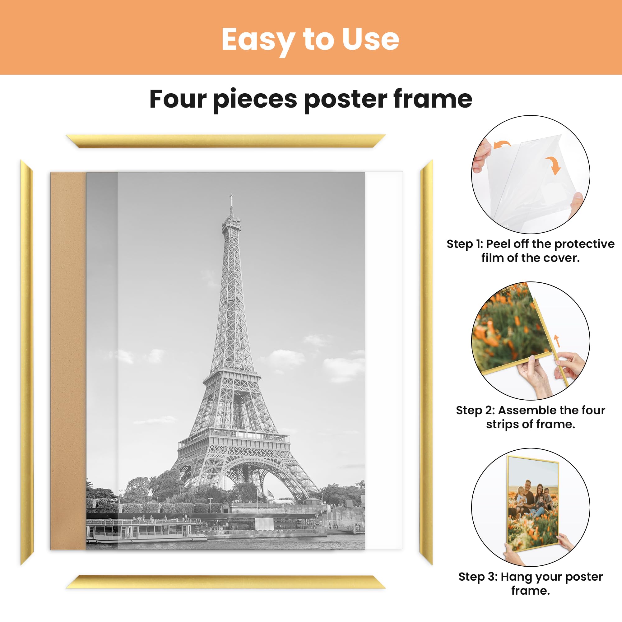 Upsimples scratch-proof poster frame cover protects prints from scratches