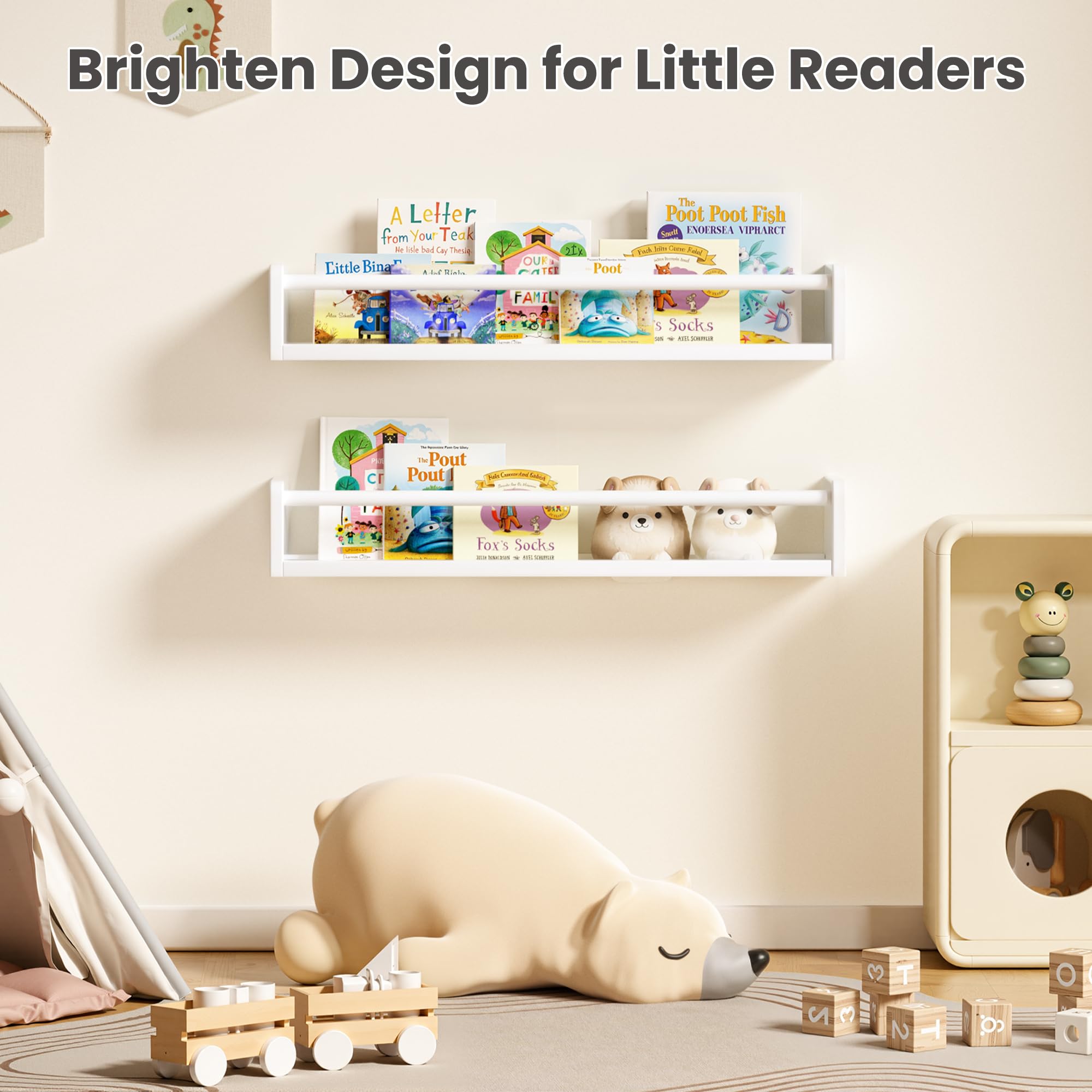 upsimples solid pine wall-mounted shelves offer durable, child-friendly storage