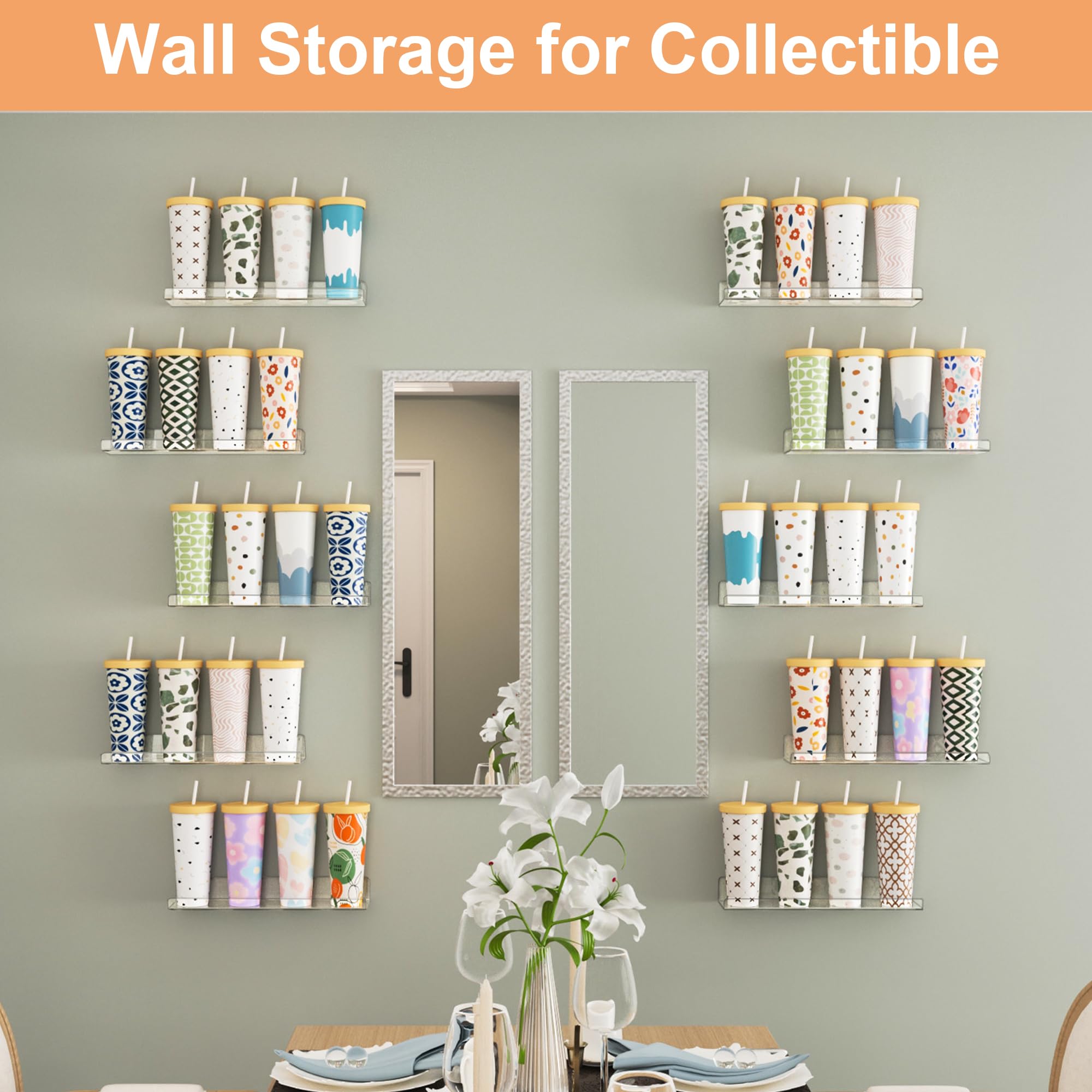 upsimples sturdy acrylic floating shelves mounted to a wall