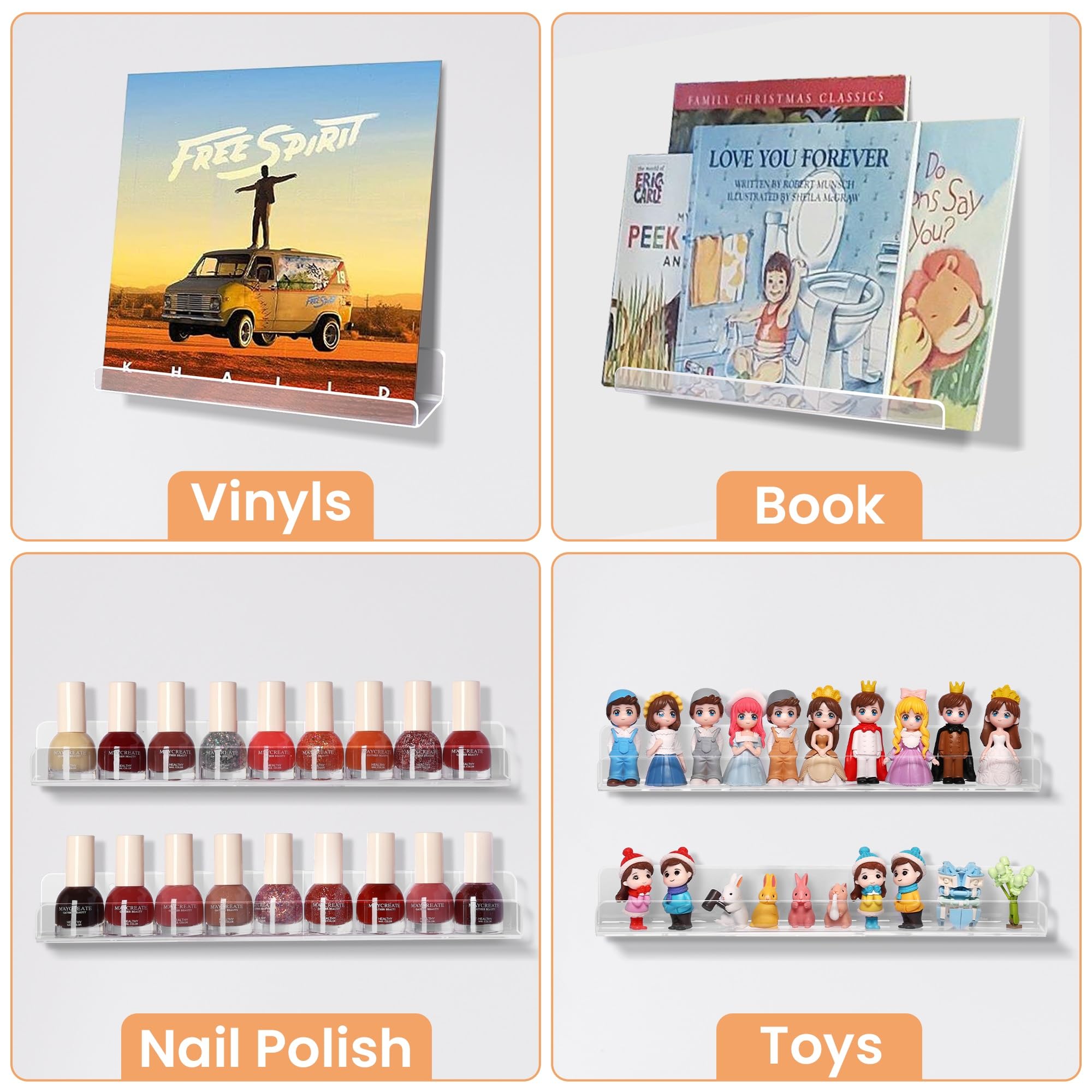 Upsimples vinyl storage display is easy to install with pre-drilled holes and hardware.