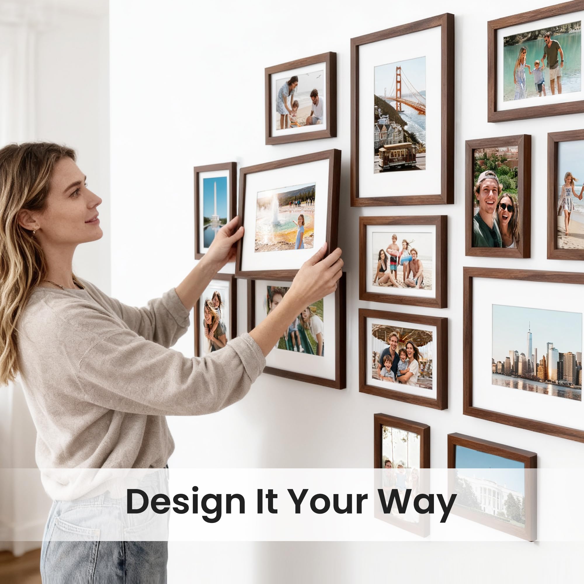 upsimples wall gallery decor brown – classic wood finish fits any room