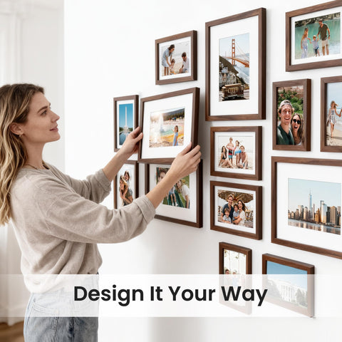 upsimples wall gallery decor brown – classic wood finish fits any room