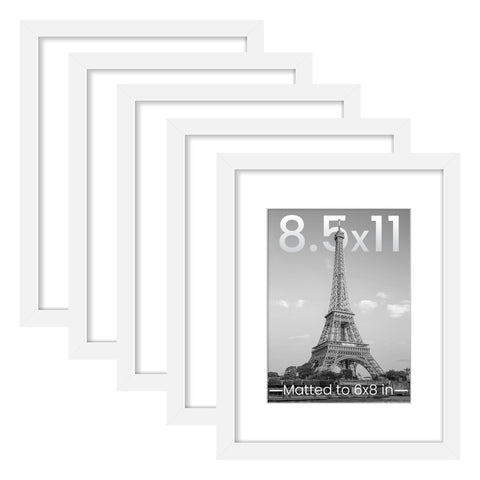 upsimples wall gallery five-frame display shows versatile 6x8 with mat and 8.5x11 without mat