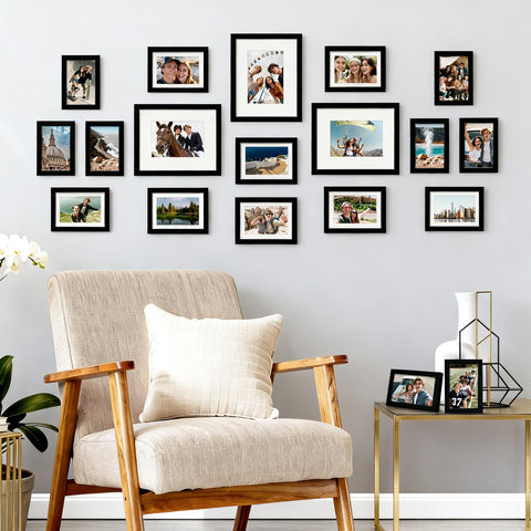 Upsimples frame set includes wall hooks and stands for versatile display.