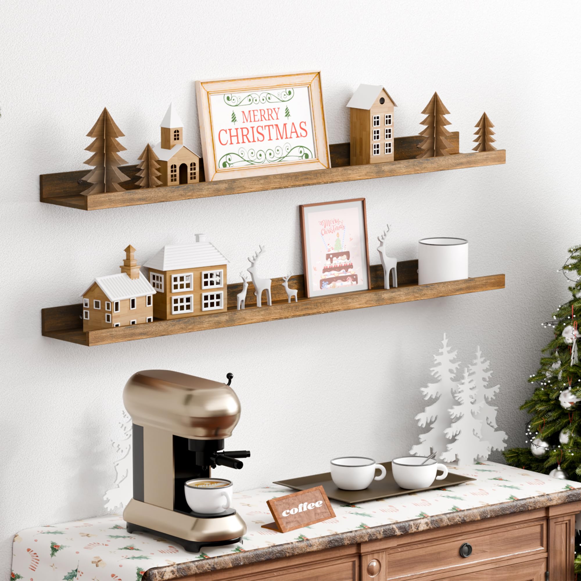 upsimples 35.5-inch shelves optimize wall space in bedroom or study.