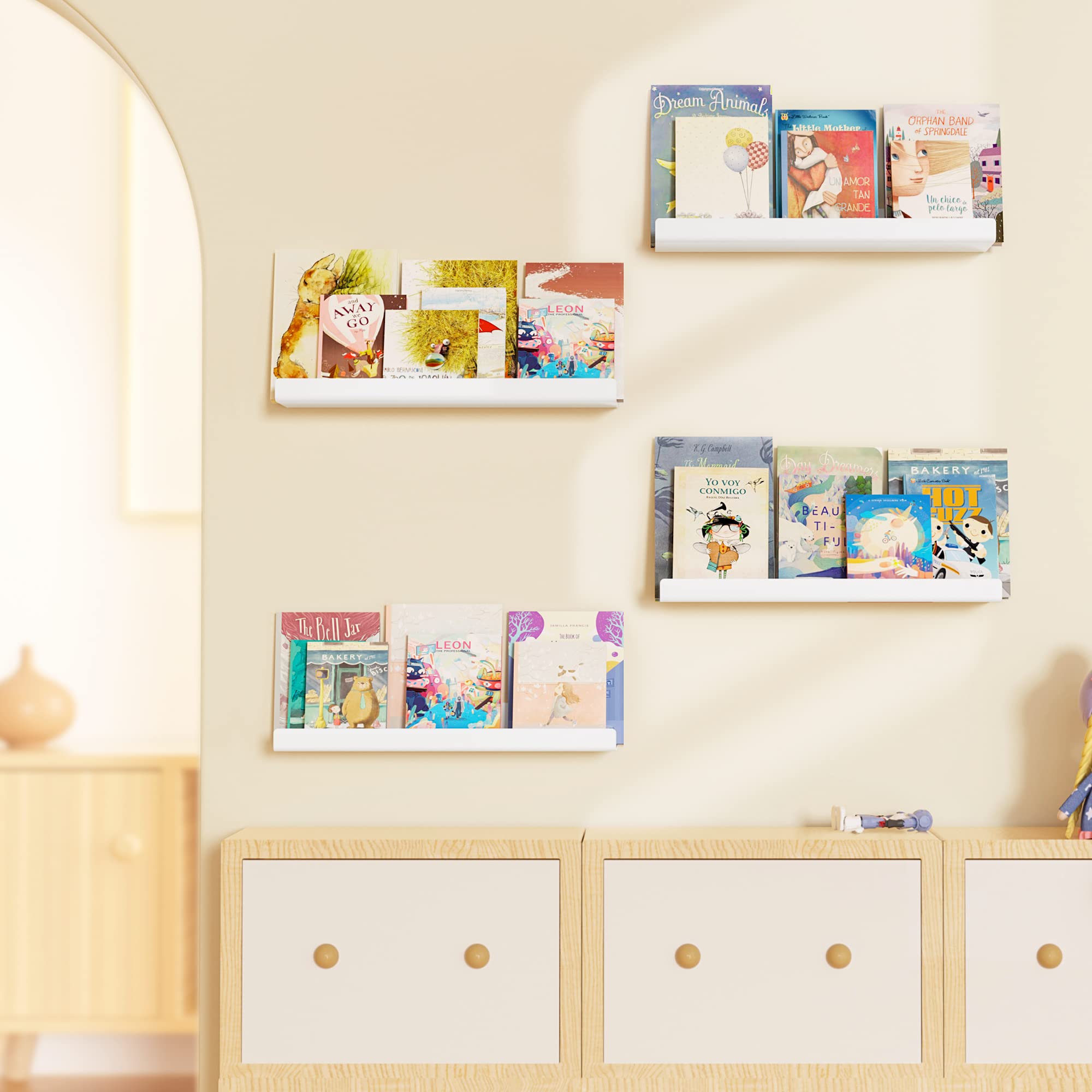 upsimples white shelves arranged in rows or staggered for decor