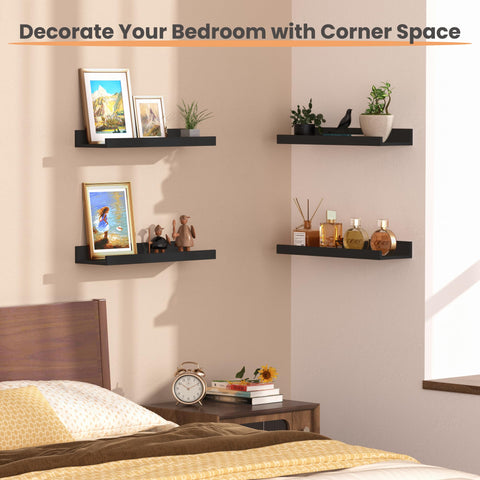 Upsimples wood floating shelves edge detail with refined craftsmanship.
