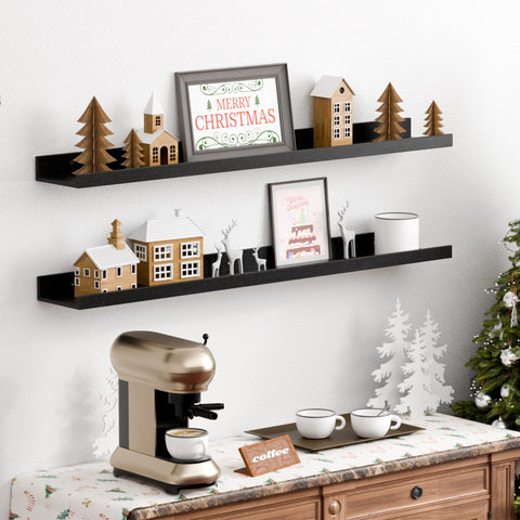 Upsimples wood shelf edge detail helps keep items secure.