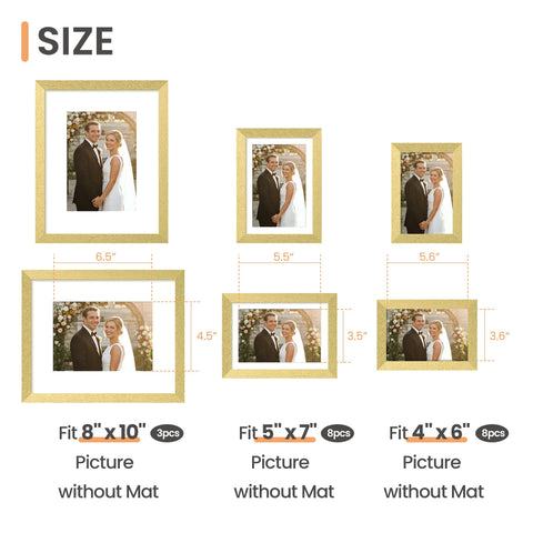 Upsimples wooden collage frame front view features warm gold finish.