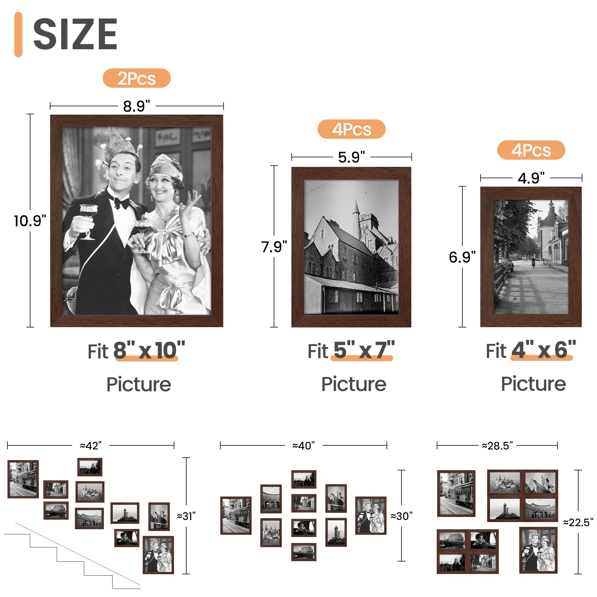 upsimples wooden picture frame closeup emphasizes durable wood and protective plastic cover