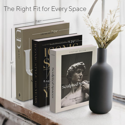 Upstart Decor aesthetic books set with matte black and cream covers for neutral contrast.