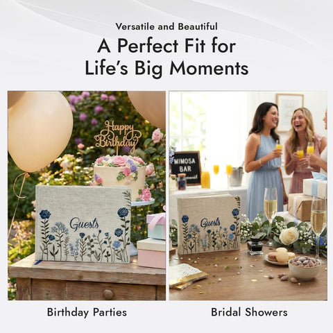 Upstart Decor dusty blue embroidery complements wedding and memorial settings.