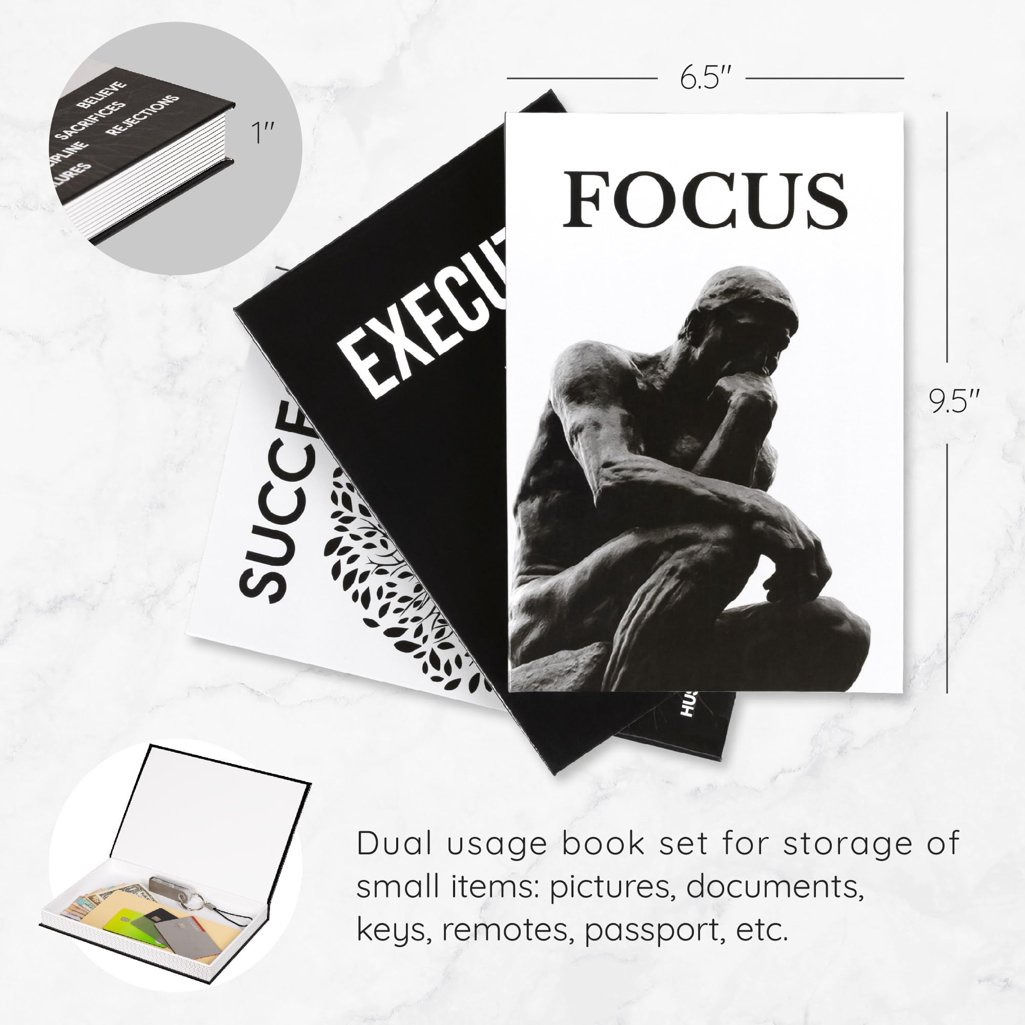 Upstart Decor glossy faux books close-up showing magnetic storage.