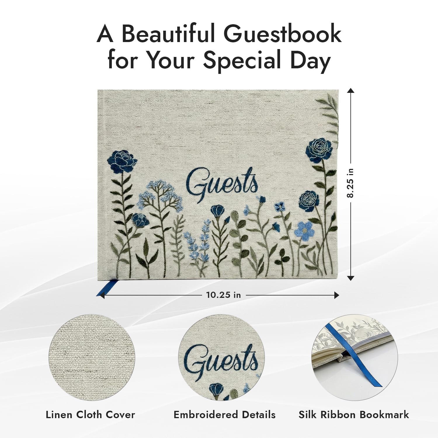 Upstart Decor premium linen hardcover ensures durable, heirloom-worthy reception keepsakes.