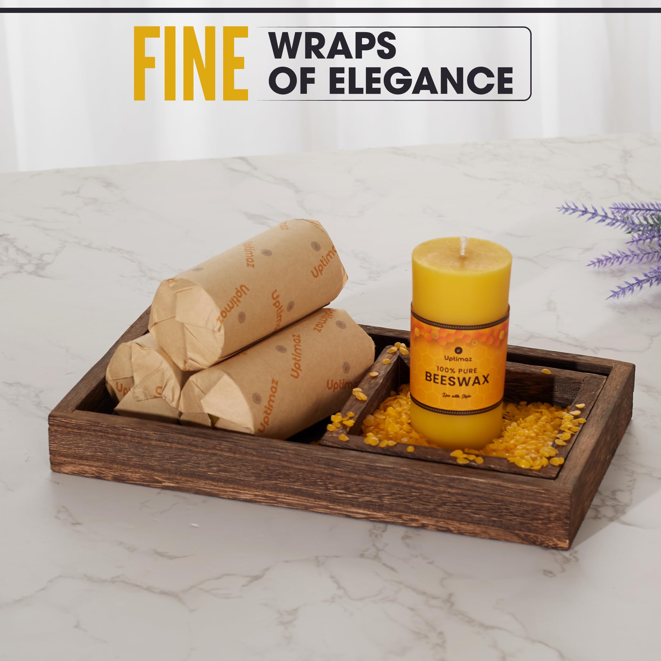 Uptimaz beeswax pillar candles offer up to 35 hours of burn per candle.