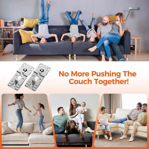 UPVONT bottom-mounted clip secures couches from beneath, preserving clean lines.