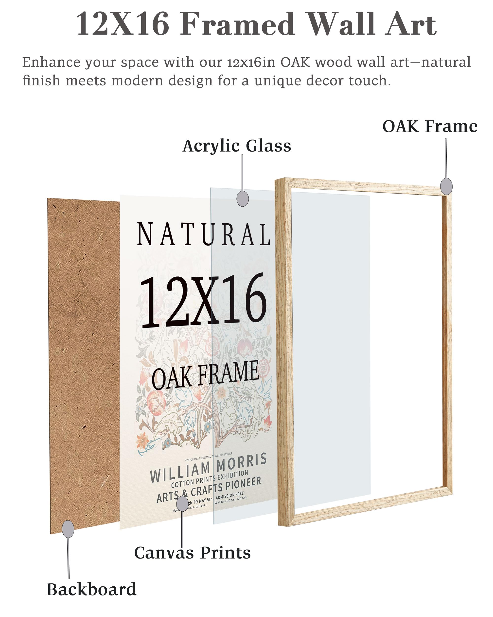 UPWOIGH 12x16 oak frame close-up showing craftsmanship and grain texture