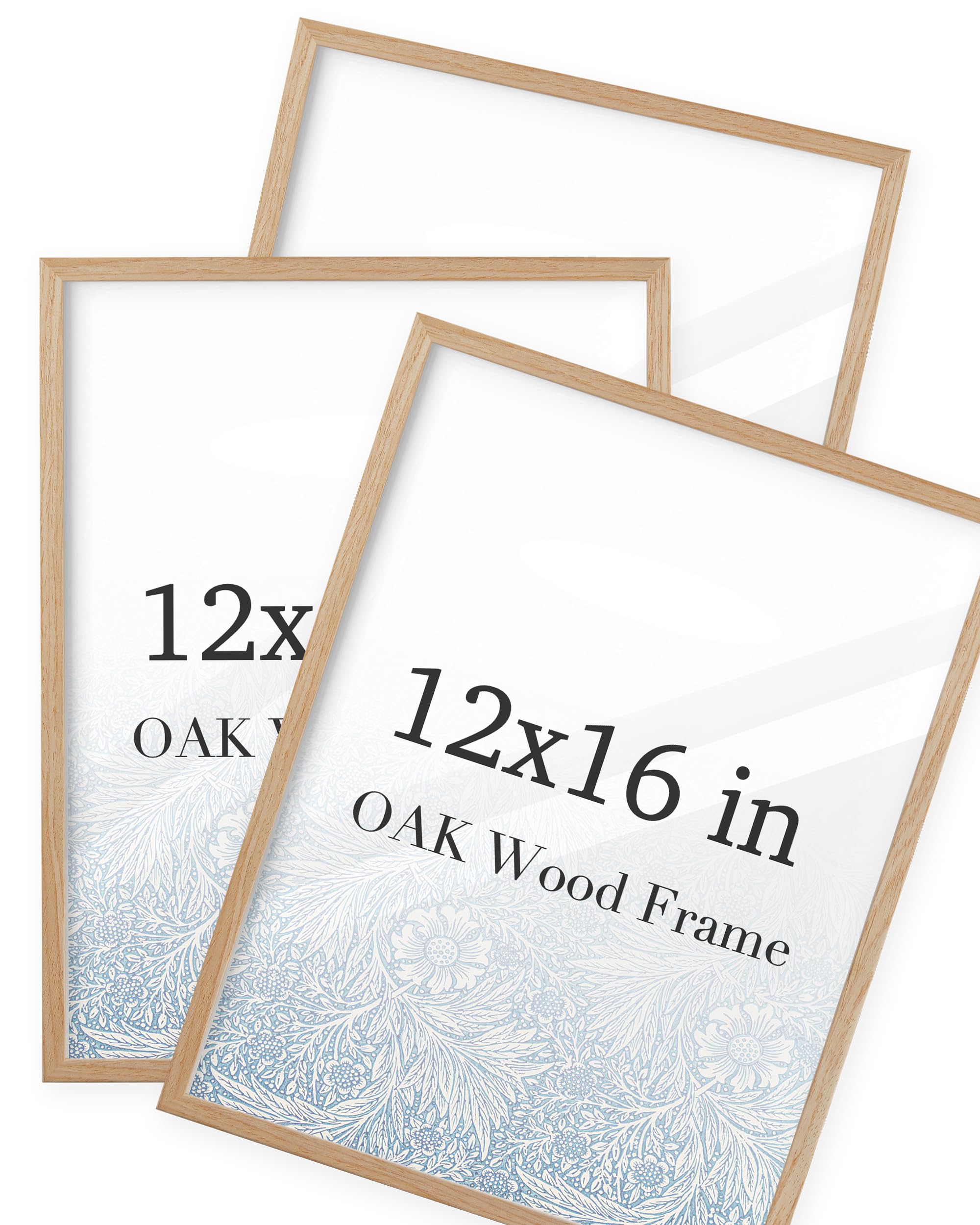 UPWOIGH 12x16 oak frame front view with natural grain for wall art