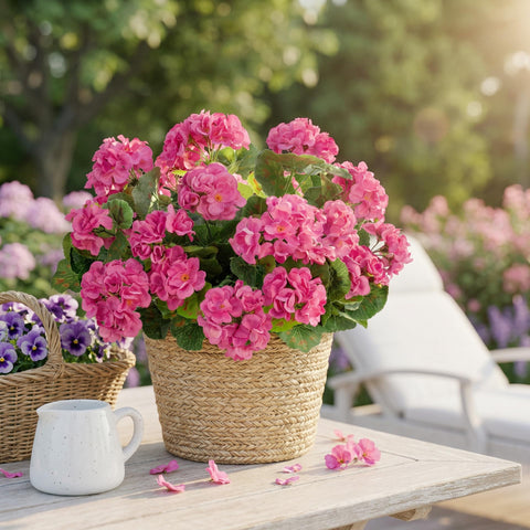 Uqueeten artificial geraniums close-up reveals lifelike petals.