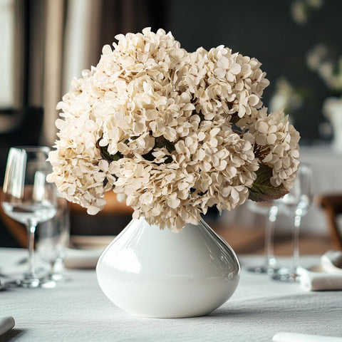 Uqueeten artificial hydrangea heads bouquet with lifelike petals for elegant table centerpieces.