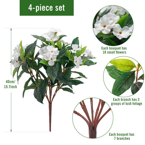 Uqueeten artificial impatiens flowers brighten porches with UV-resistant silk petals