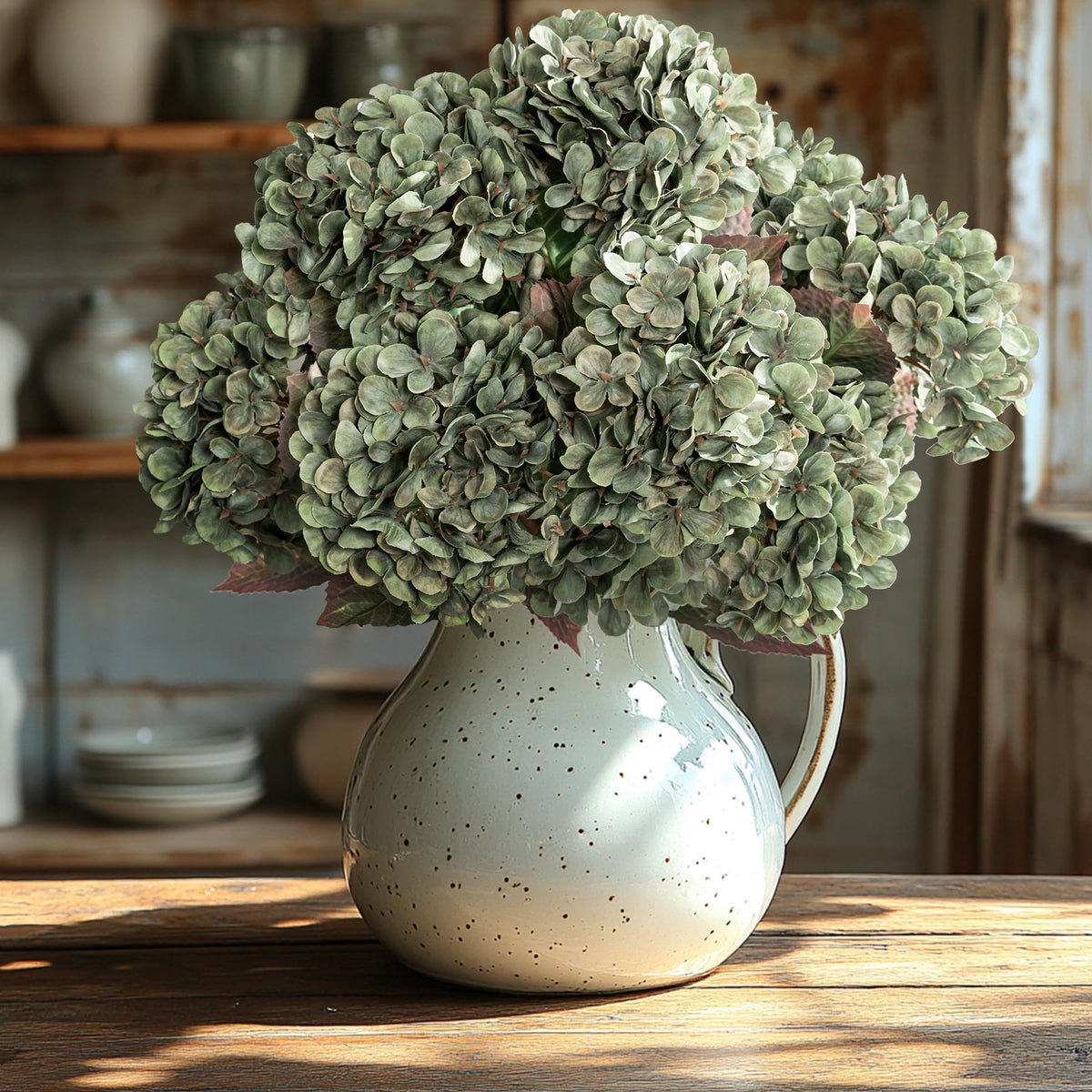 Uqueeten Hydrangea 8-branch bouquet offers a lush tabletop centerpiece.