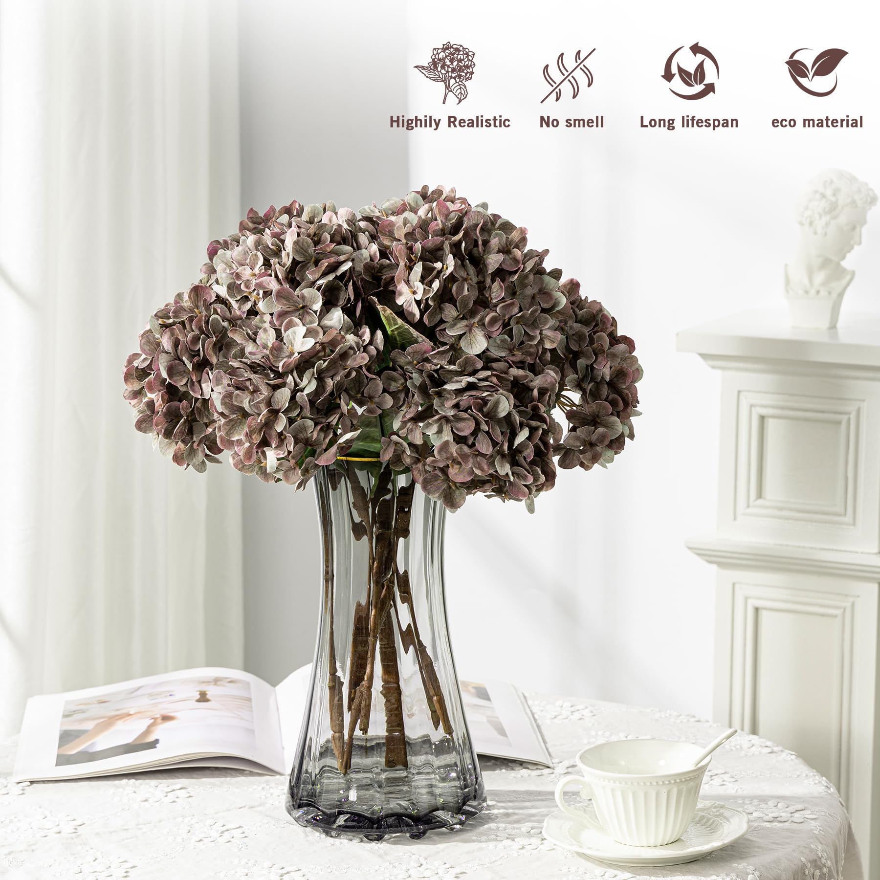 Uqueeten hydrangea cluster diameter 5.9 inches for balanced table decor.