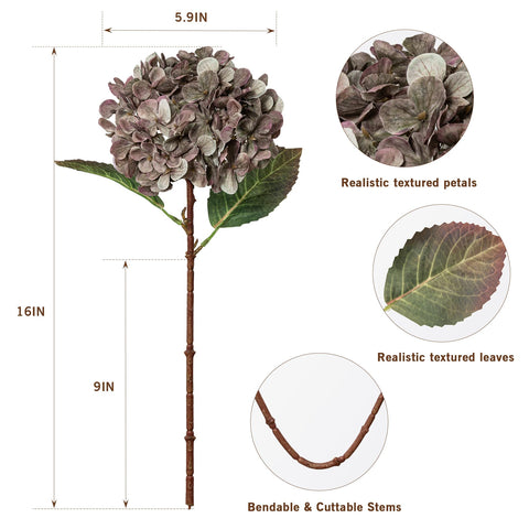Uqueeten hydrangea stems detail highlights sturdy wire inside for flexible arrangements.
