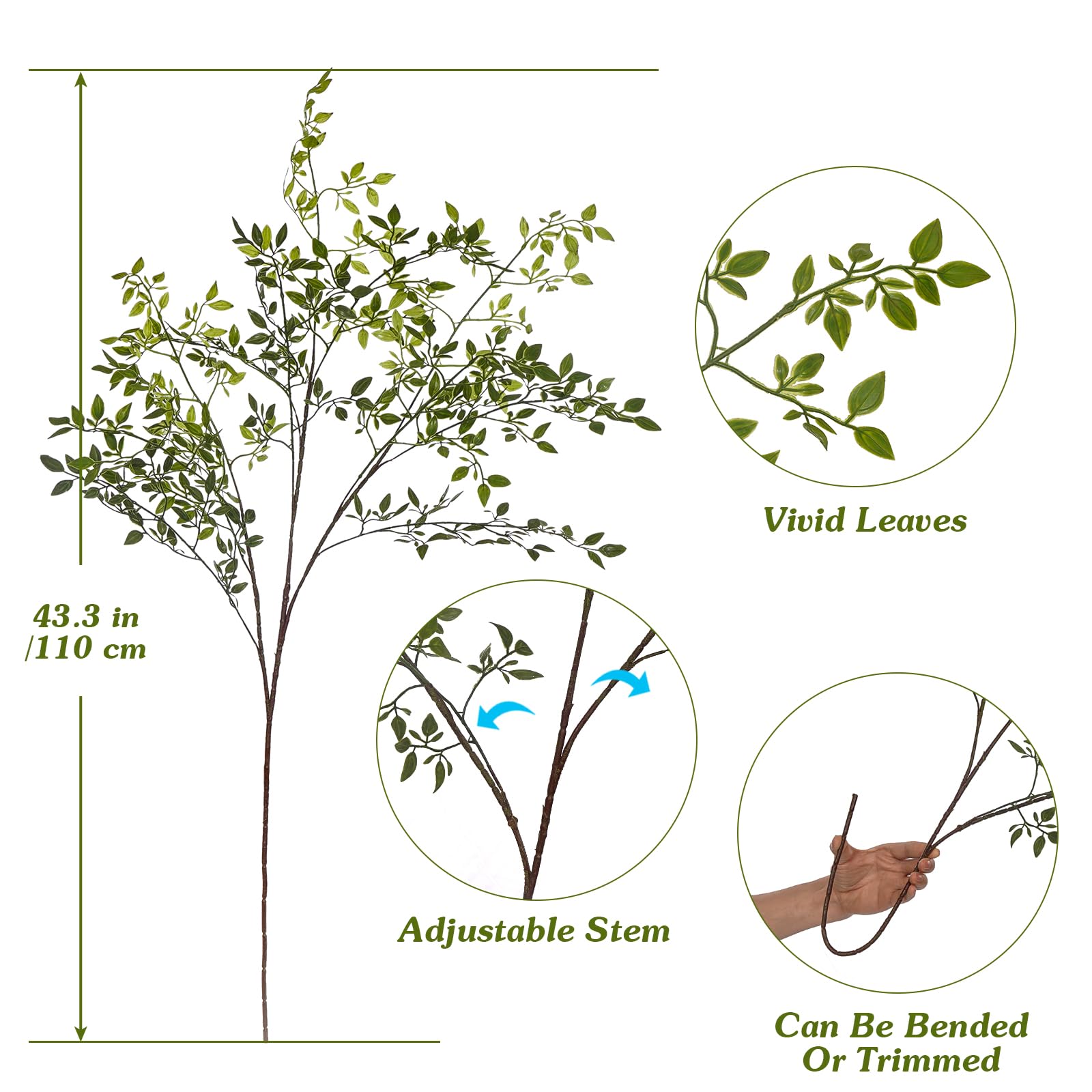 Uqueeten plastic ficus branches provide durable, reusable greenery for home decor