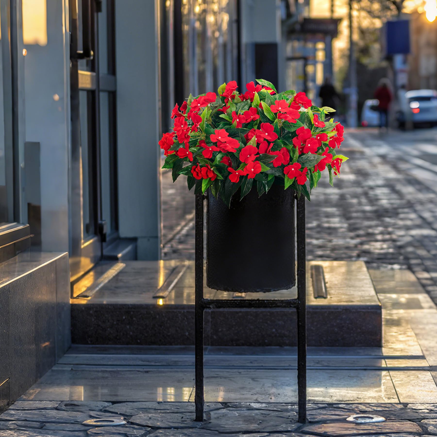 Uqueeten silk impatiens outdoor red blooms stay vibrant with minimal care