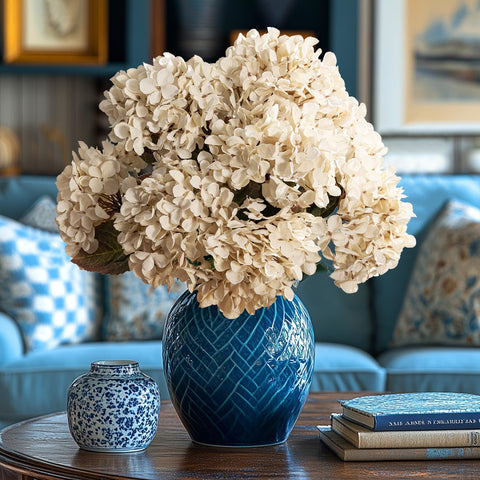 Uqueeten vintage colour hydrangeas add antique charm to interiors.