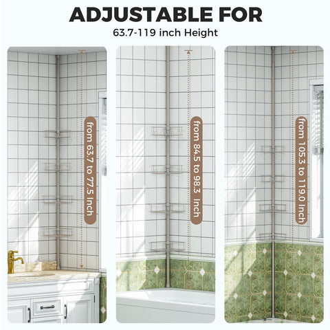 Urackify eight hooks and two towel bars enhance shower storage efficiency.