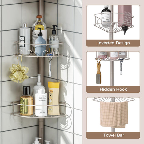 Urackify adjustable shelves corner showing tall bottles fit in one streamlined rack.