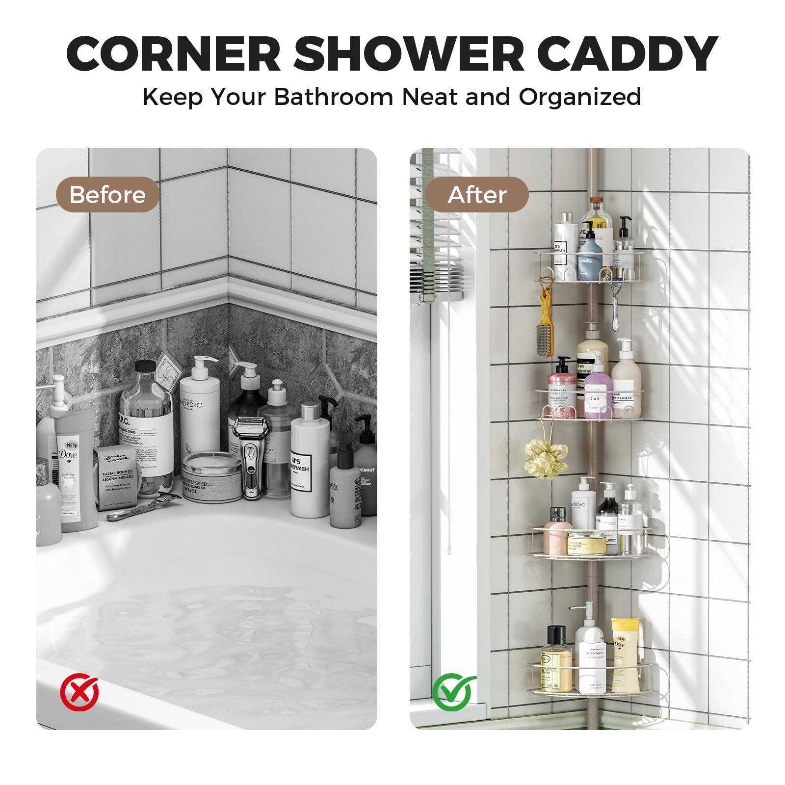 Urackify space-saving corner unit fits flat walls for easy mounting.