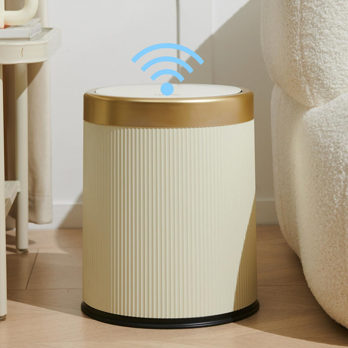 URALFA 3.7-gallon motion sensor trash can with lid offers hands-free operation.