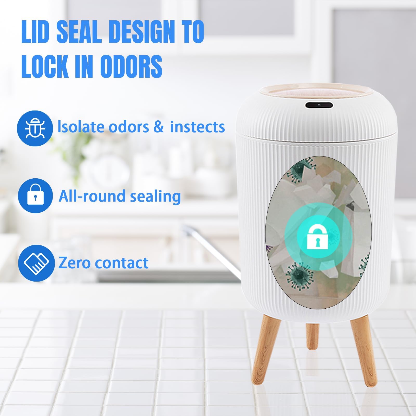 URALFA compact 3-gallon white trash can fits small spaces.