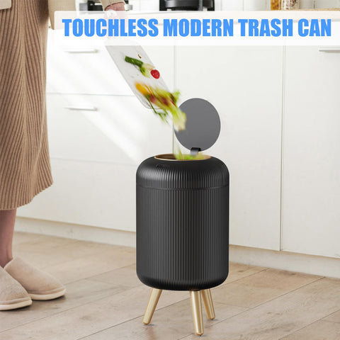 URALFA battery-powered sensor trash can uses AA batteries for cordless placement.