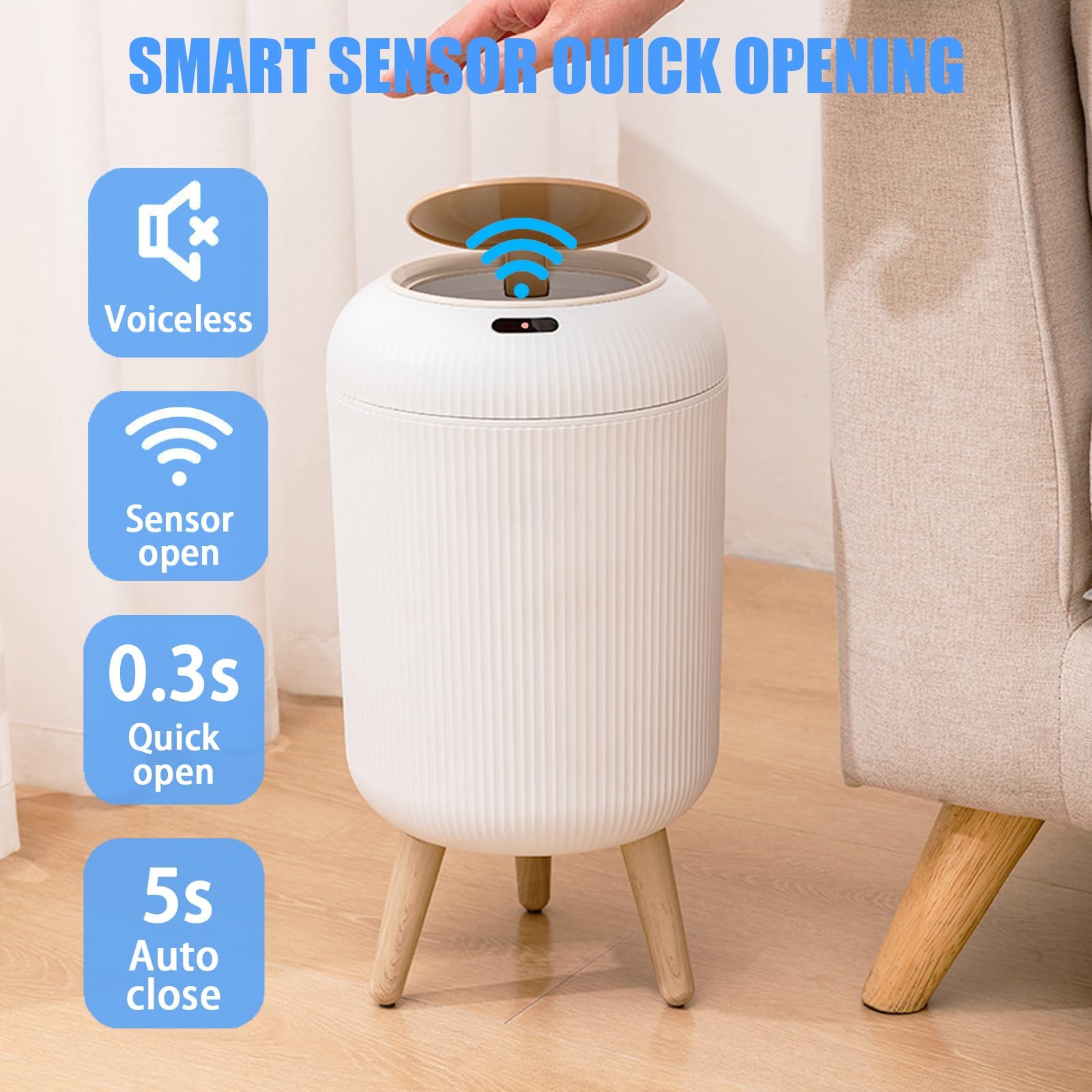 URALFA infrared sensor enables quick lid action for touchless waste disposal.