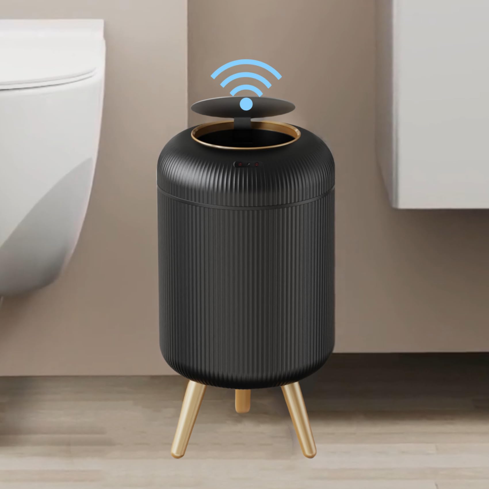 URALFA motion sensor trash can lid opens smoothly for hands-free use.
