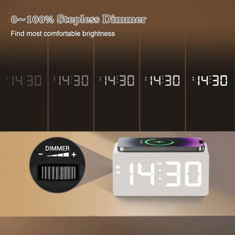 URAYCO clock side dock showing USB ports for multiple devices