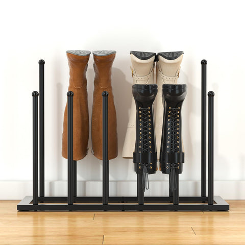 Urban Deco boot rack side view demonstrates sturdy six-pair storage.