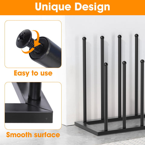 Urban Deco free-standing shoe rack with powder-coated finish protects footwear.