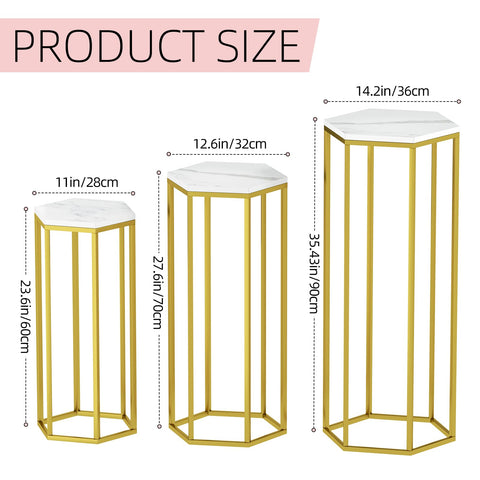 Urban Deco hexagon cake stand in gold adds sturdy centerpiece