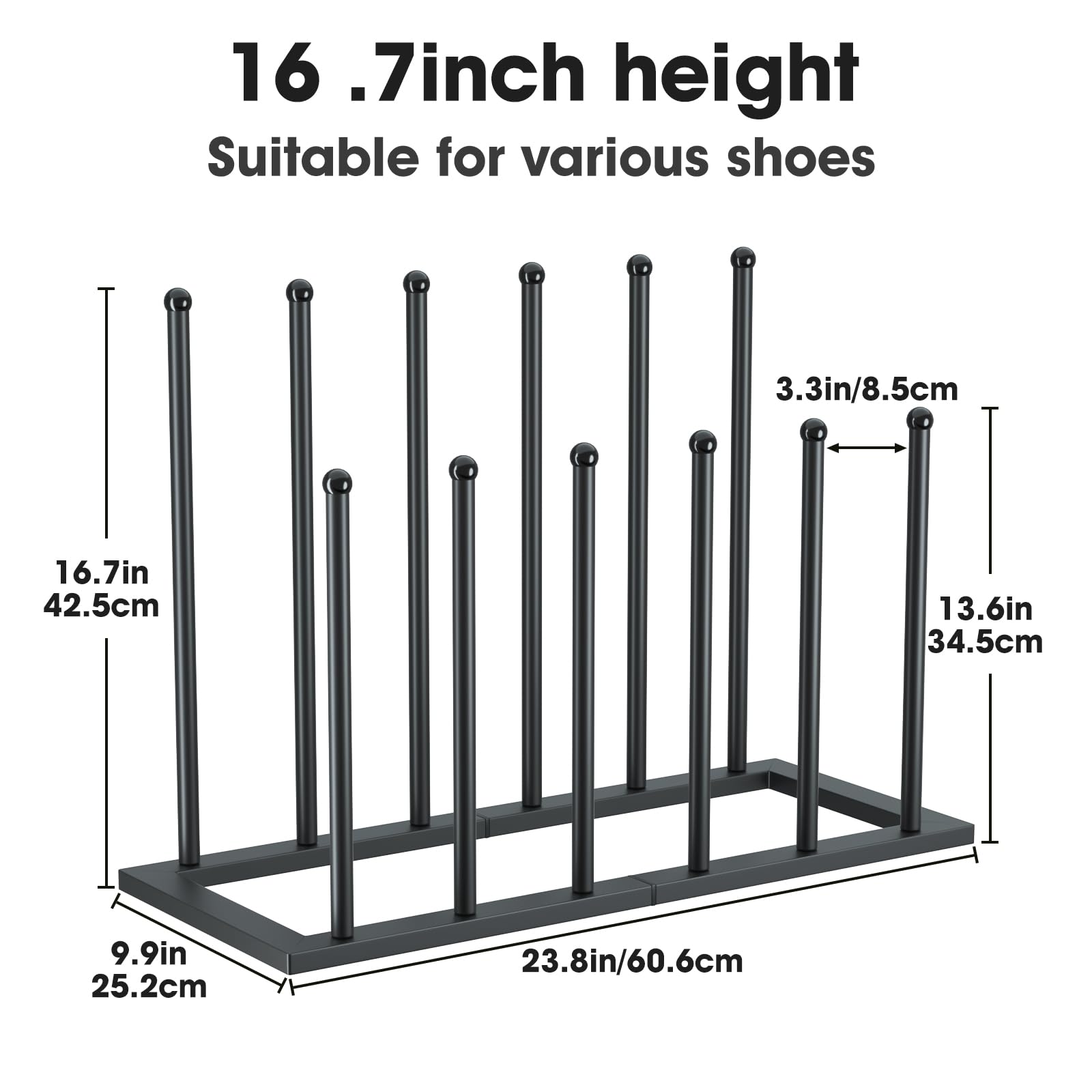 Urban Deco tall boots storage at 13-7in height option.