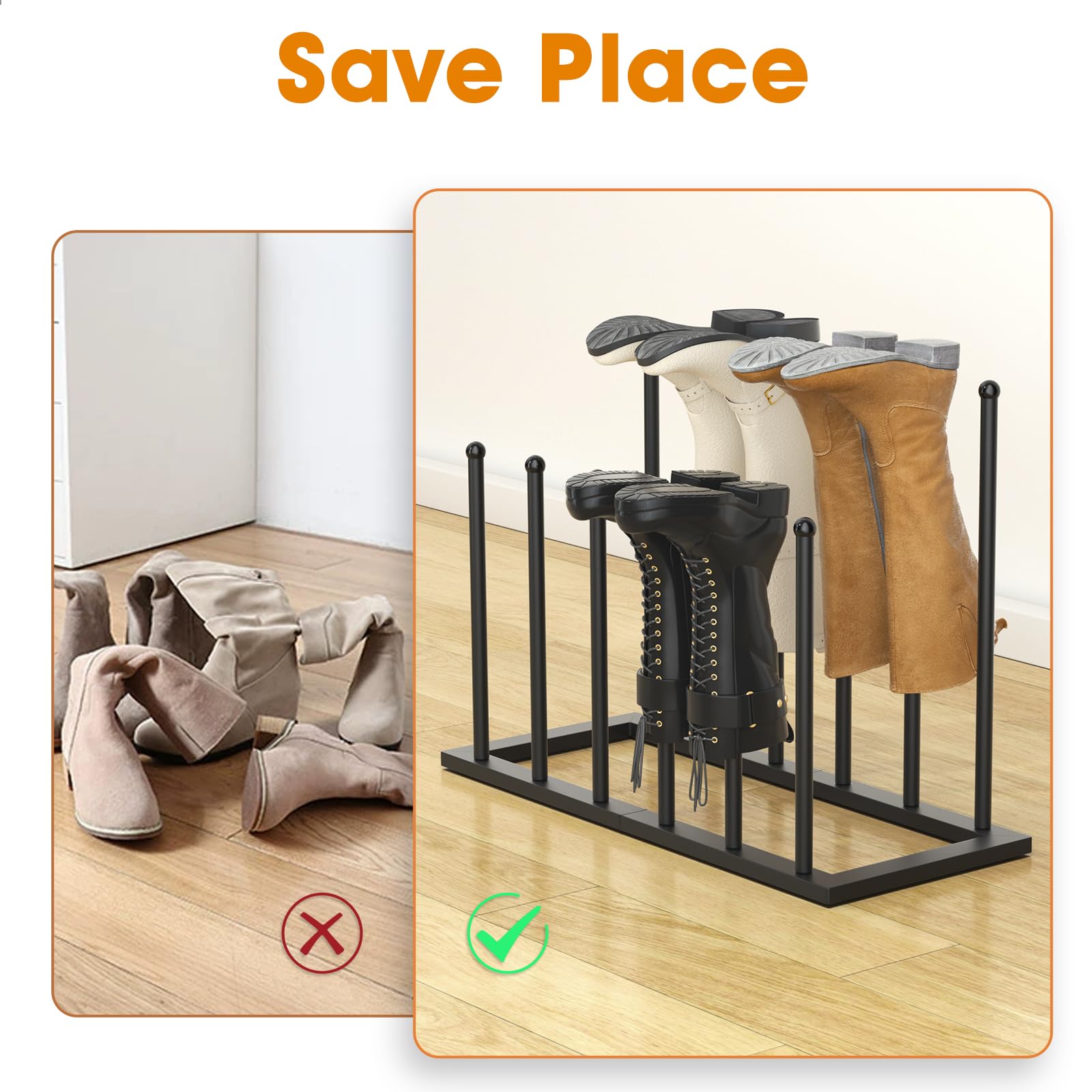 Urban Deco tall boots storage at 16-7in height option.