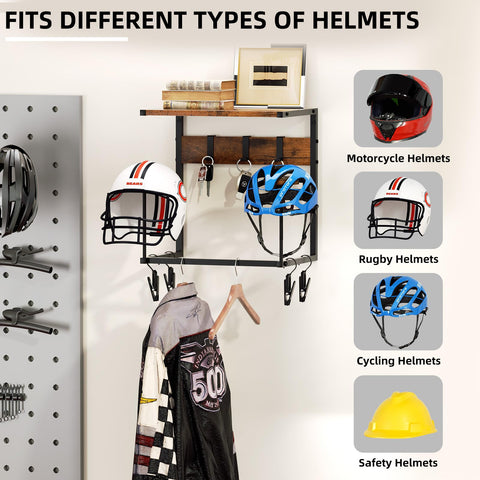 Urban Deco wall-mounted rack with two hat stands for caps